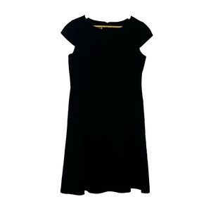 Ann Klein Cap Sleeve Shift Dress Size 12 Black Career Office Classic Modest